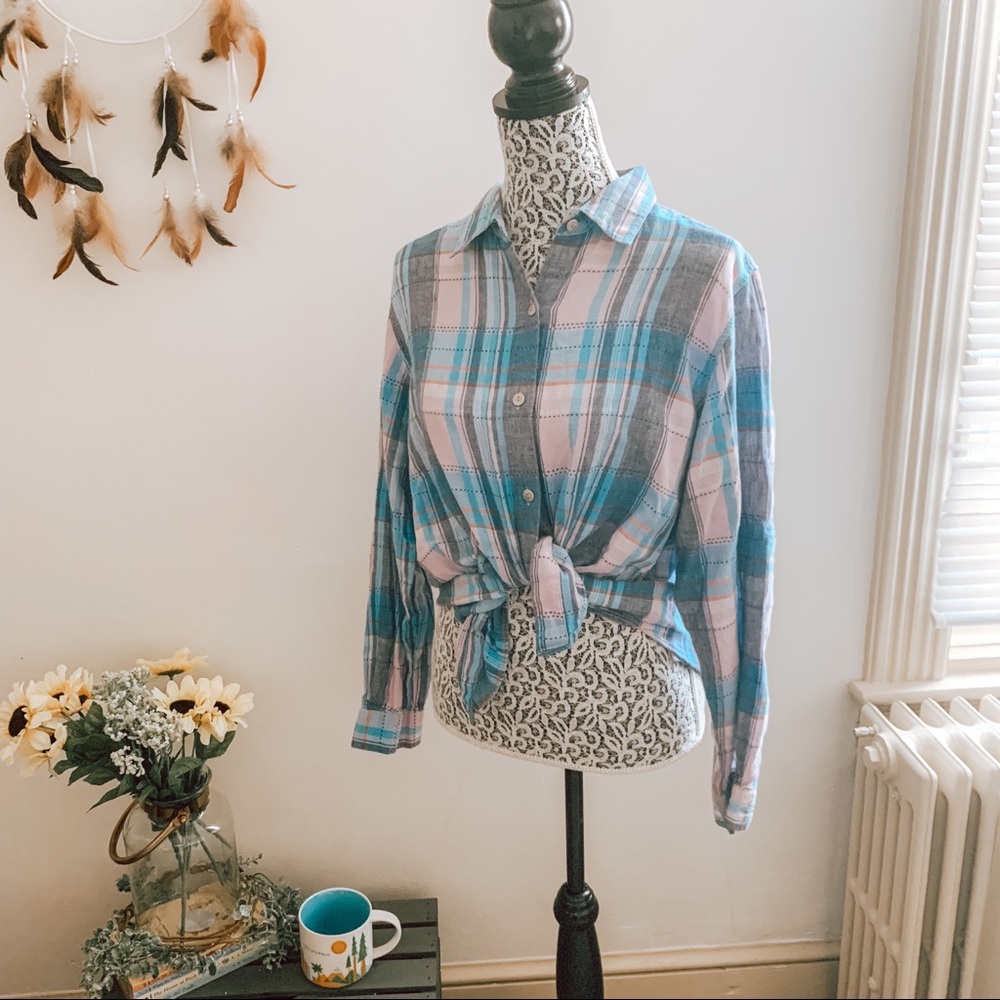 Vintage Alfred Dunner Purple Plaid Top SZ 16